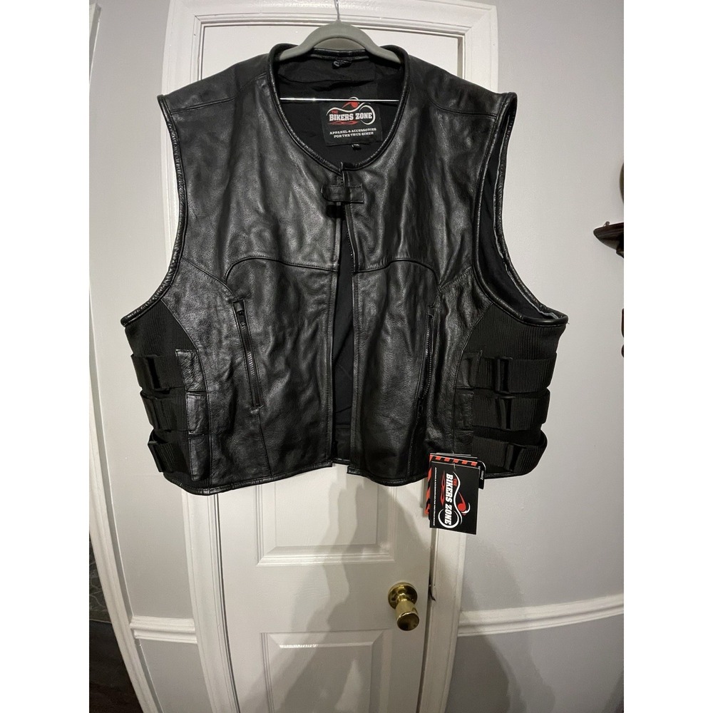 Men's Leather Biker Vest with Gun Pocket the Bikers Zone-heavy!